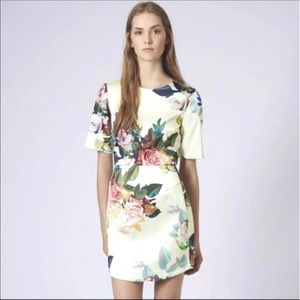 NWOT Topshop floral print satin A line minidress